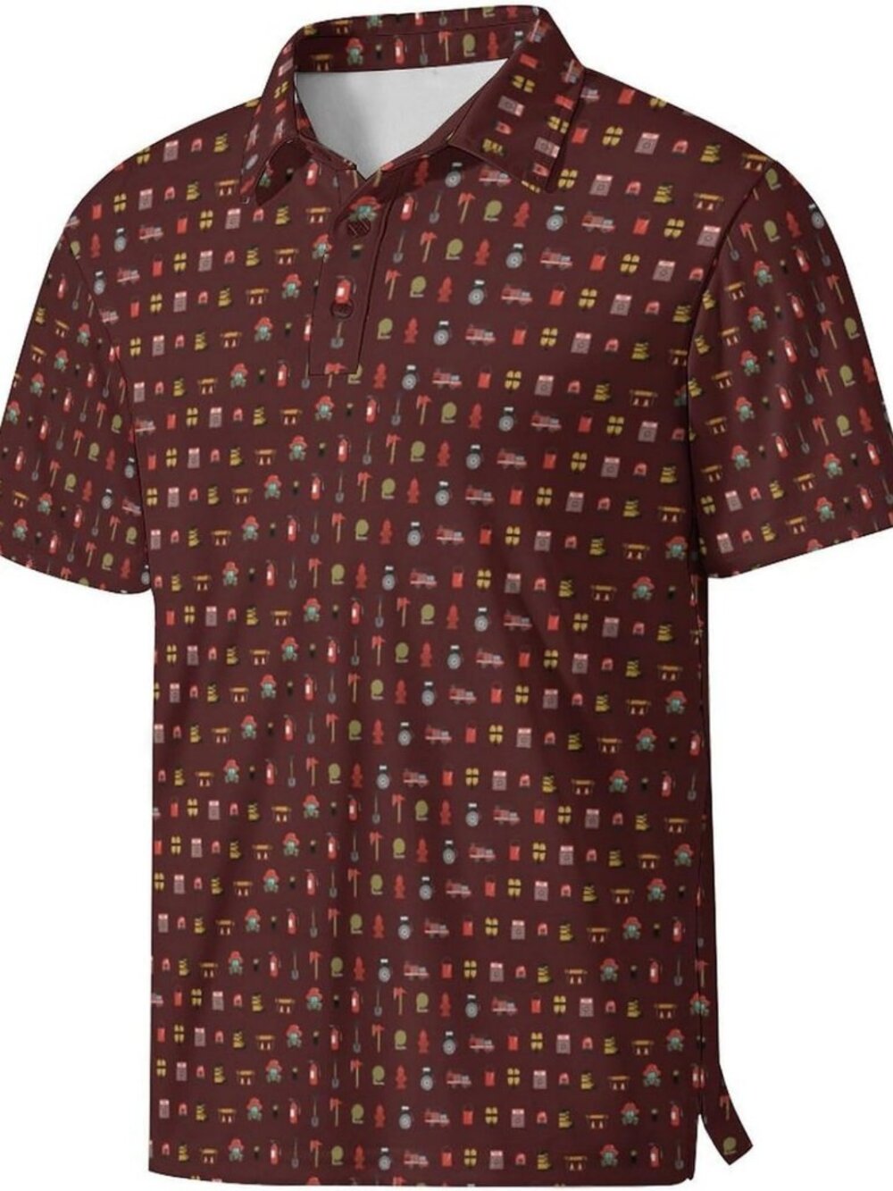 Funny Print Short Sleeve Golf Polo Shirt for Men | Moisture-Wicking Sport Tee